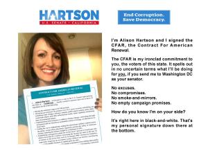 Alison Hartson I Signed The CFAR 